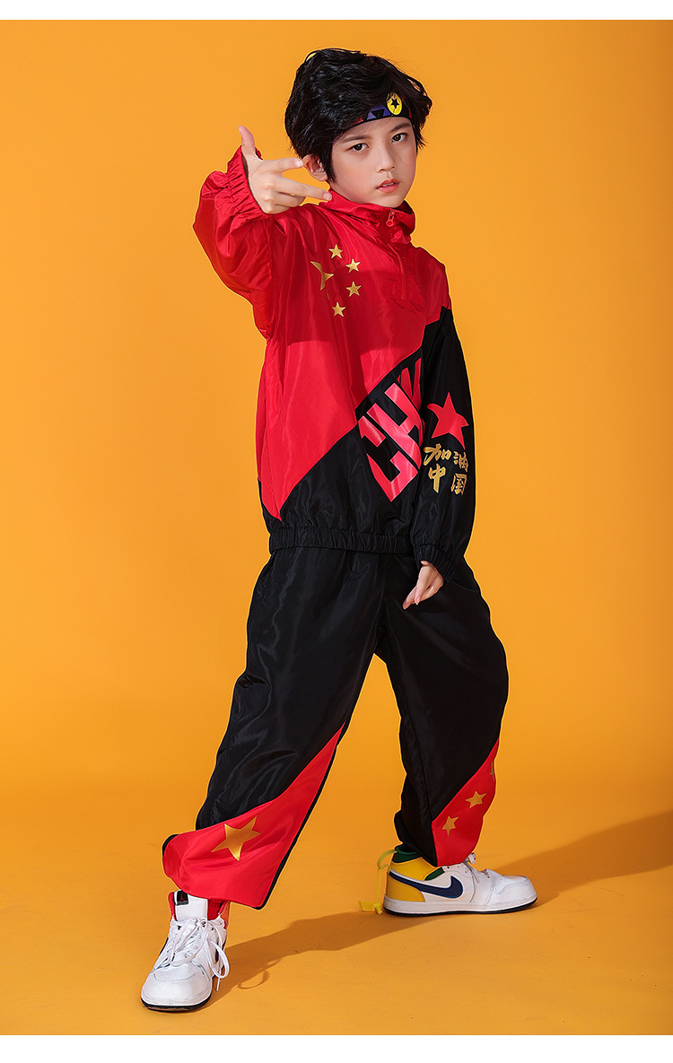 小学生运动会开幕式服装儿童啦啦队演出服拉拉队套装红色爱国班服