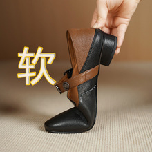 高跟鞋女2025年新款秋冬季玛丽珍乐福鞋中跟小皮鞋粗跟单鞋