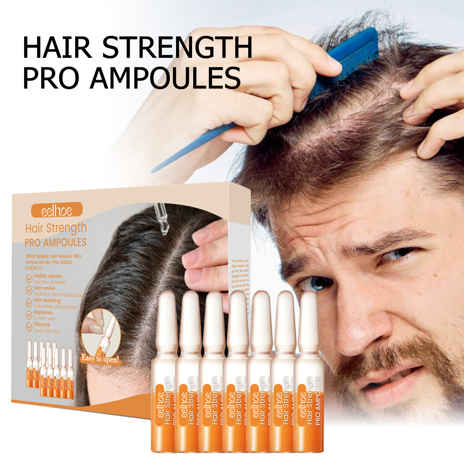 Eelhoe Dense Hair Ampoule Strong Repair Hair Anti-Hair Loss Root Solid Hair Thick Hair Care Scalp Massage Liquid