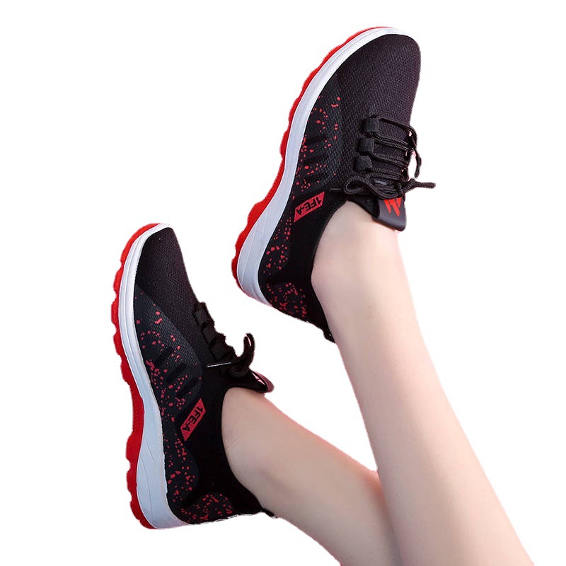 Shoes Women's Fashionable Shoes New Black Sneaker plus Bottom Women's Cloth Korean Style Casual Running Shoes Ins Fashionable