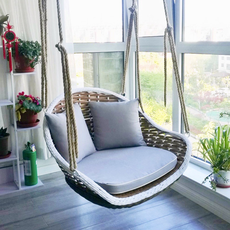 小吊椅室内单人阳台懒人摇篮椅批发小绵羊新款吊椅吊篮藤椅摇椅户外