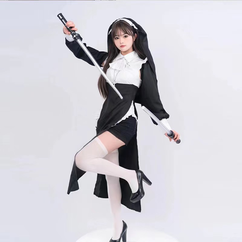 现货修女cos紧身服性感变装修女服装抖音修女变装同款cosplay