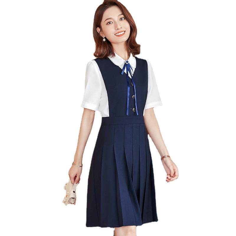 老师职业装教师套装小学面试服装幼儿园教师园服工作服女春夏裙子