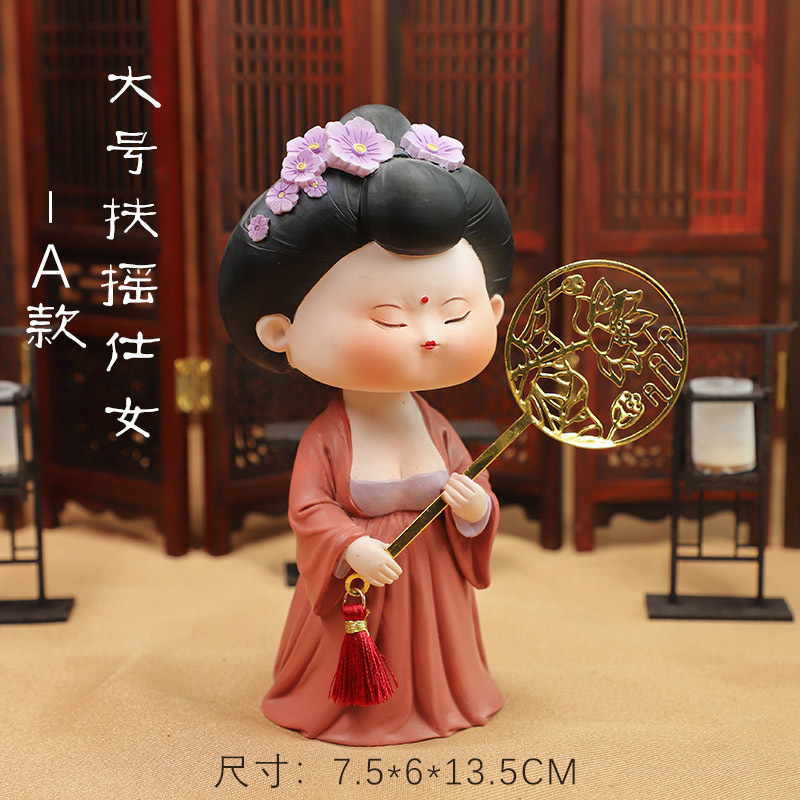 唐朝仕女古风车载汽车摆件摇头车摆件文创市集套装小摆件房间摆件