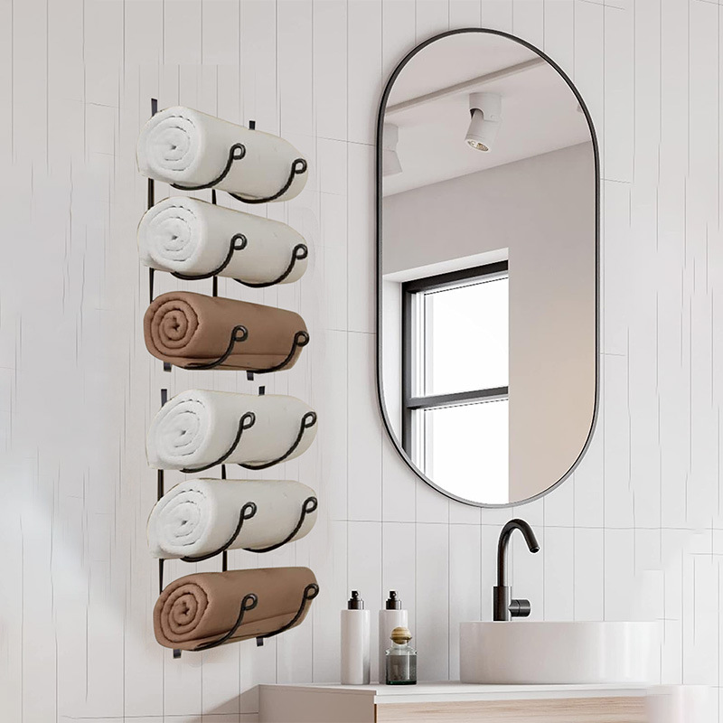 亚马逊铁艺毛巾架 多功能浴室壁挂置物架 多层铁艺挂架壁挂红酒