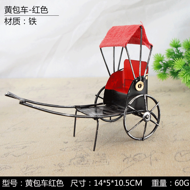 Manual Metal Welding Yellow Car Model Coachman Home Decoration Simple Chinese Retro Export