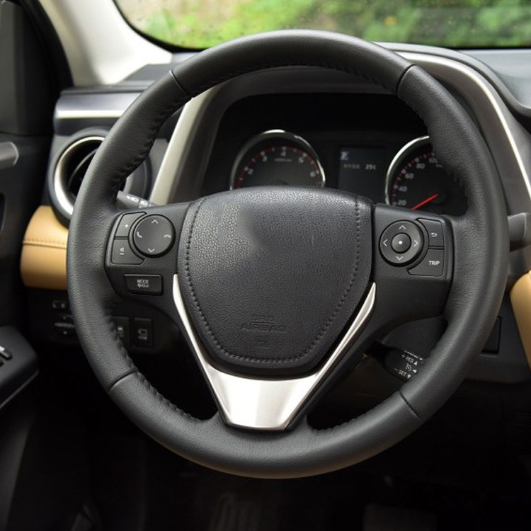 适用丰田荣放方向盘饰框内饰改装专用16rav4方向盘桃木红色亮片y