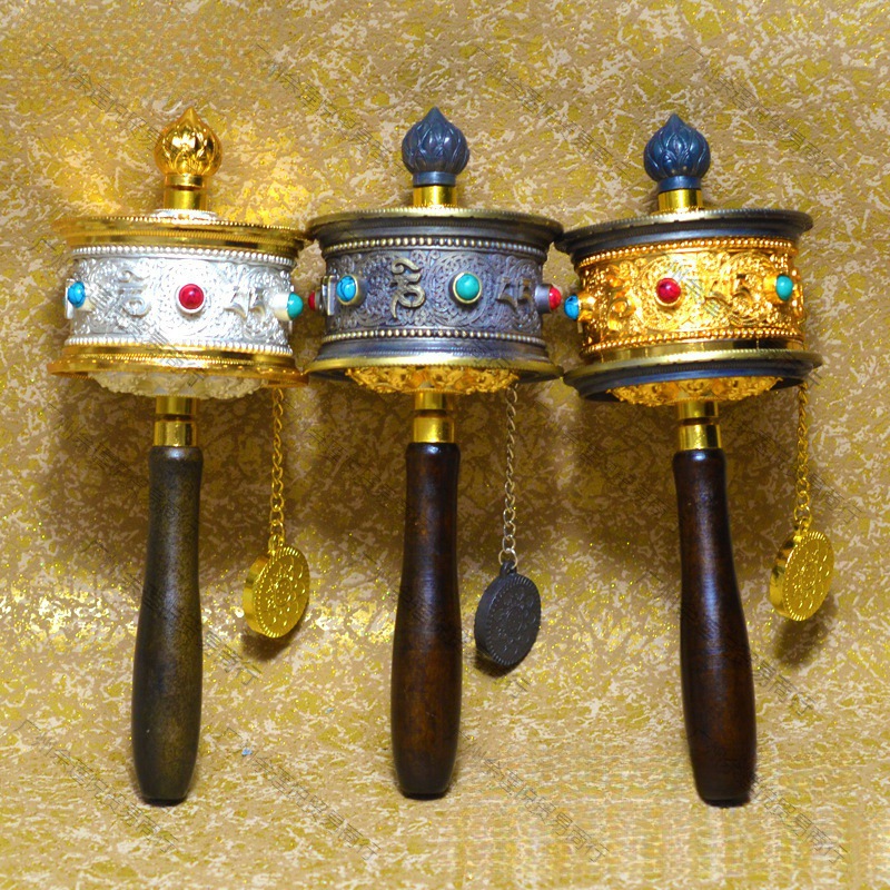 西藏藏式转经桶祈小号转经轮手摇转经筒家用六字真言双轴承款