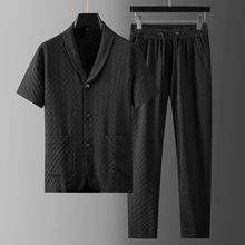 2024新款夏季短袖男装休闲运动套装搭配成熟中老年男士一整套高端