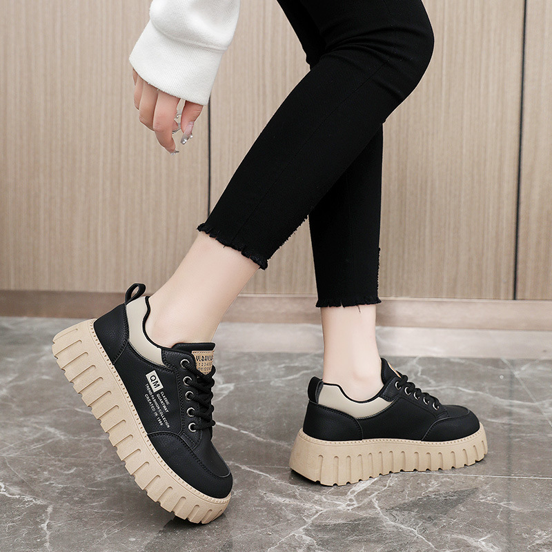 Xq229 New 2024 Spring and Summer Board Shoes Platform Wear-Resistant Street Snap Fashion Simple Women's Shoes Student Shoes