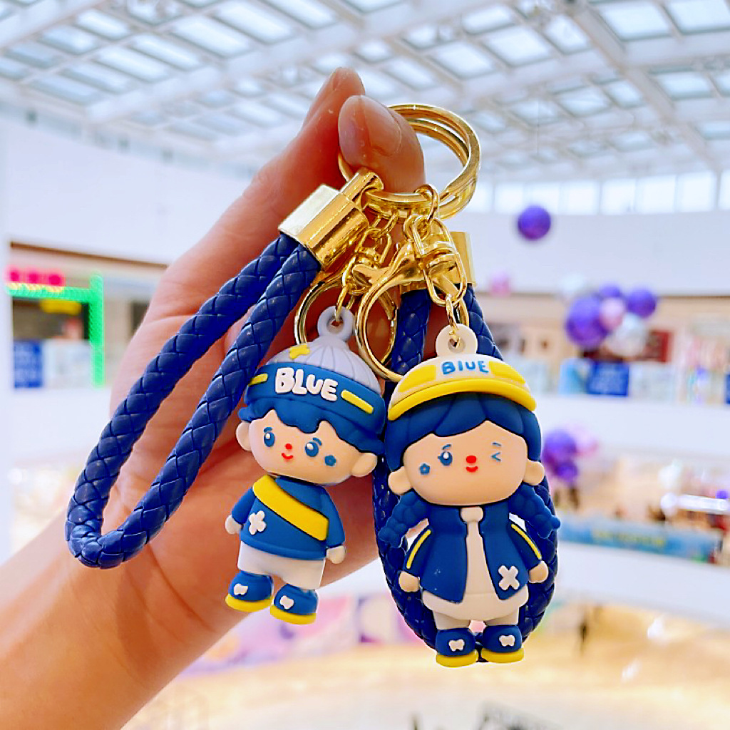 klein blue couple keychain cute cartoon doll car bag pendant keychain small gift wholesale