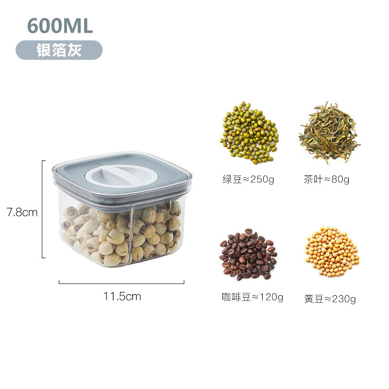 Knob Sealed Jar Kitchen Transparent Dried Fruit Storage Jar Cereals Storage Tank Square Sealed Food Crisper