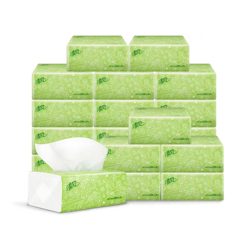 0成交366箱清风抽纸2层小规格200抽糖果色3包装抽取