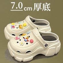 超厚底洞洞鞋女夏季外穿2025新款网红爆款流汗小狗可爱百搭凉拖鞋