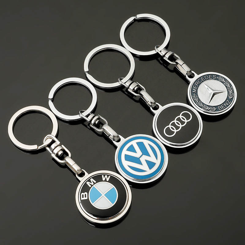 跨境珐琅大众奔驰奥迪汽车标志车标车用金属钥匙扣圈链环挂件配饰