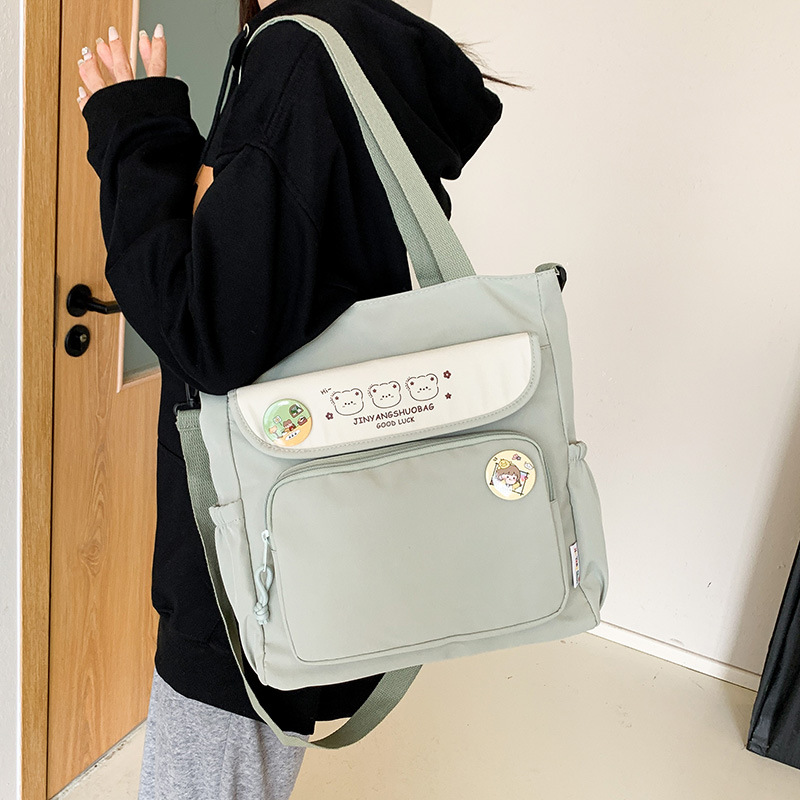 College Student Handbag Thickened High School Student Handbag Book Men's Art Canvas Bag Cute Simple Fashion