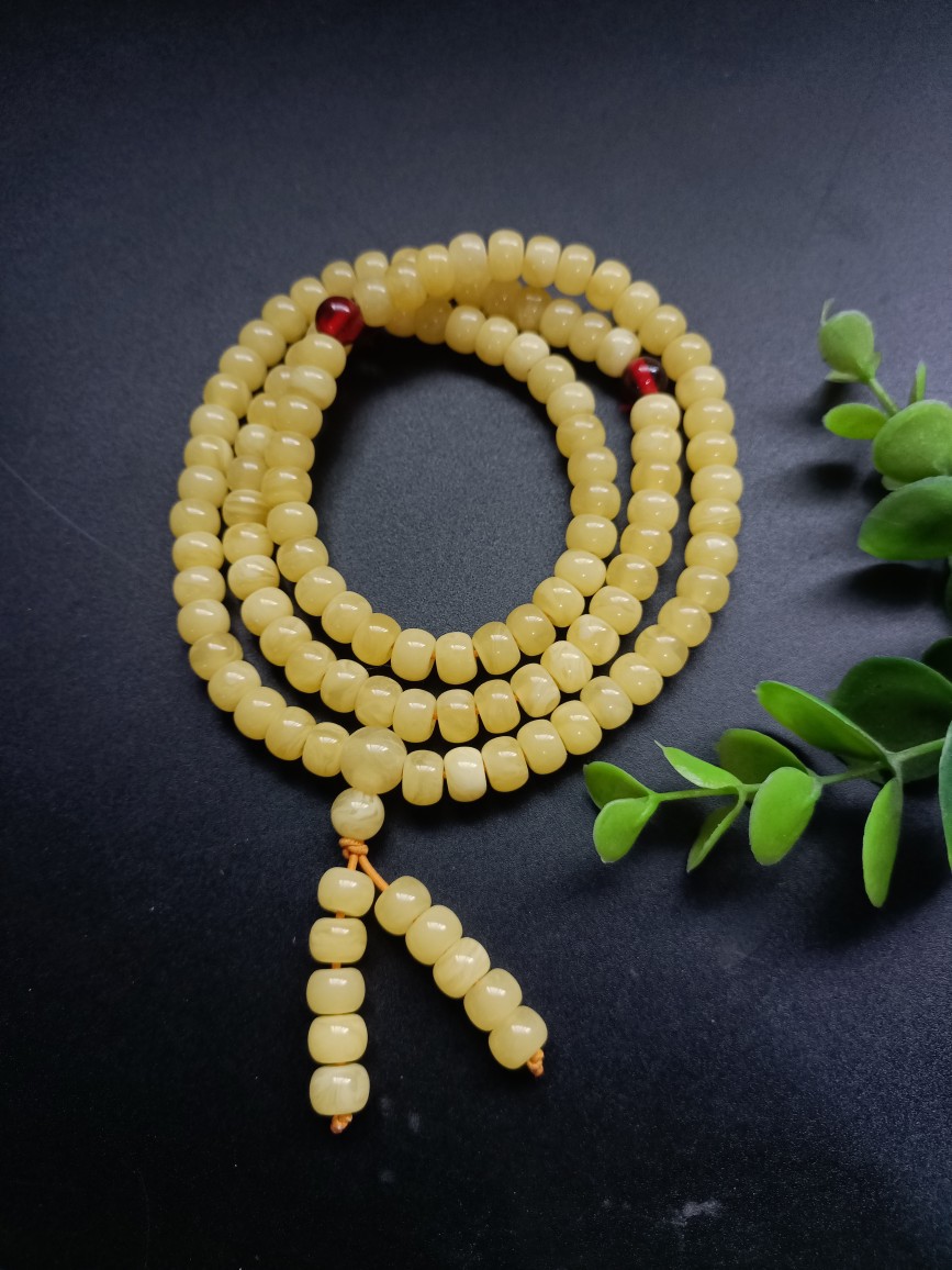 二代琥珀蜜蜡佛珠 老型108粒佛珠 男女多圈手链长链-阿里巴巴