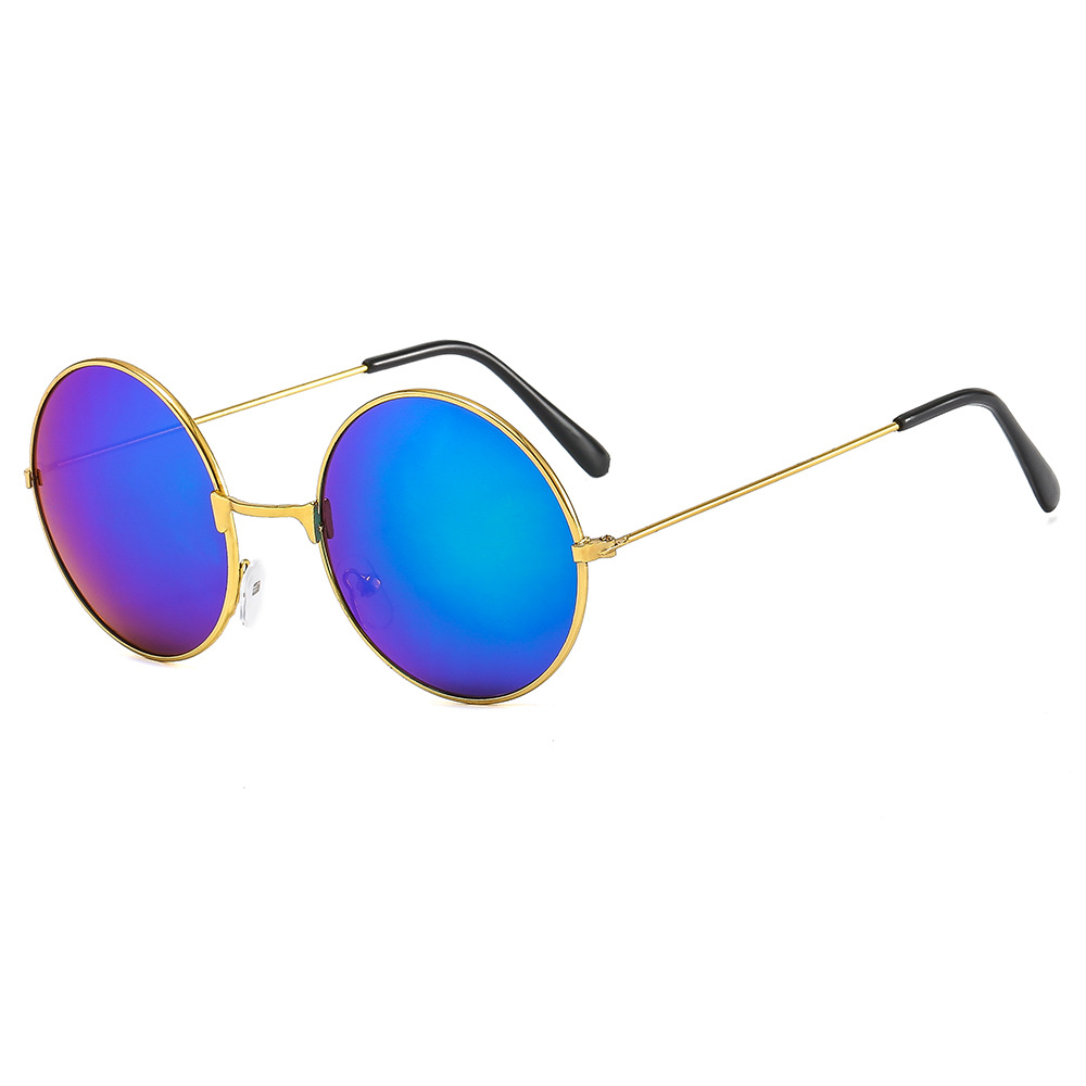 Metal Circle Sunglasses Retro Sunglasses for Men and Women Glasses Prince Glasses Plain Glasses Color Reflective Sunglasses
