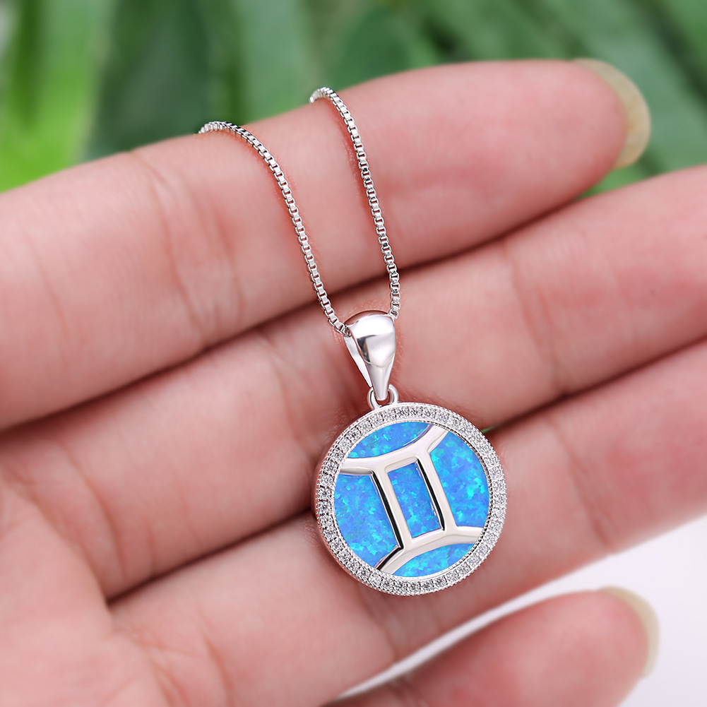 网红直播货源跨境亚马逊ins风澳宝双子座吊坠项链简约个性锁骨链