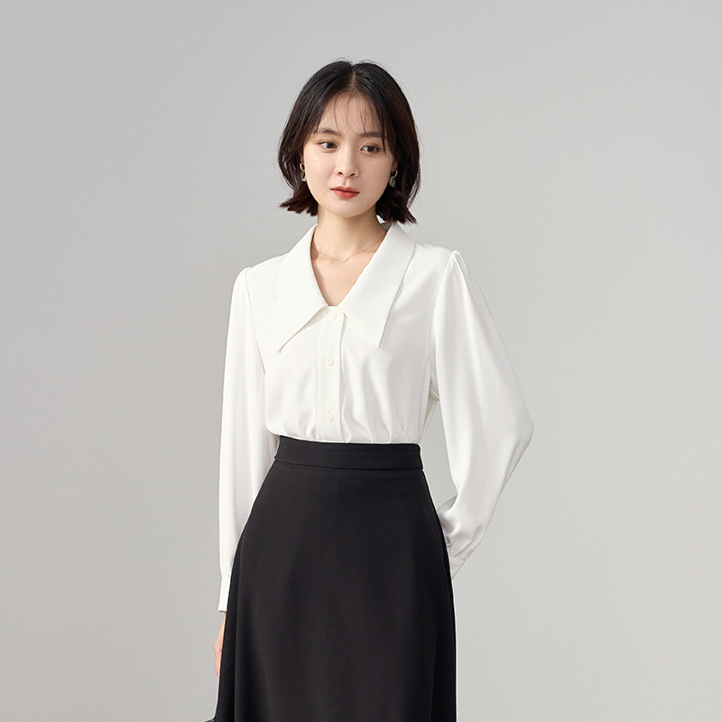 伯德小姐白色雪纺衬衫女早春新款职业装法式内搭面试上衣正装衬衣