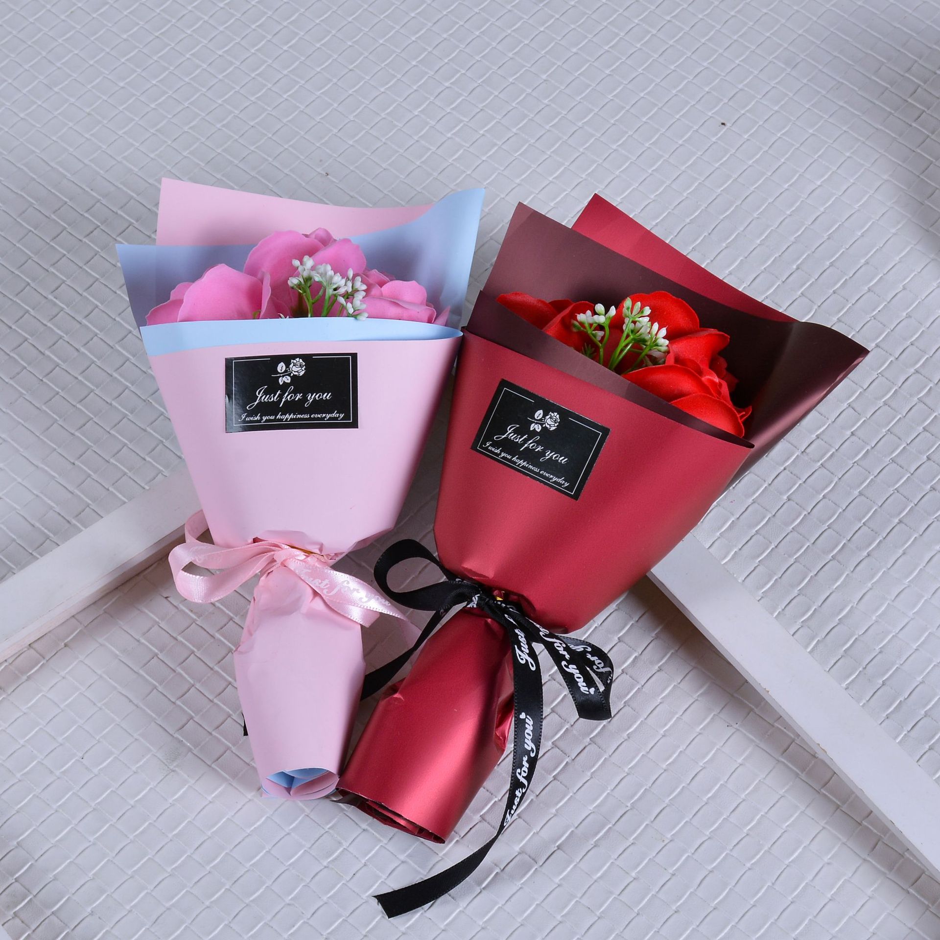 七夕礼品香皂花仿真玫瑰花3朵小花束母亲节礼物肥皂花教师节生日