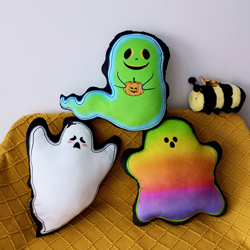 Cross-Border New Arrival Plush Halloween Colorful Pumpkin Pillow Toy Funny Ghost Doll Pillow Decorative Gift