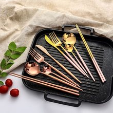 网红家用勺子韩式可爱不锈钢叉勺筷餐具筷子勺子套装盒装便携成人