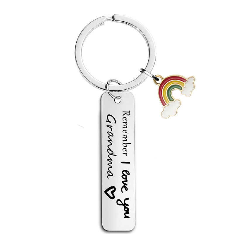 Keychain Cross-Border Remember I Love You Family Festival Gift Lettering Rainbow Metal Keychains