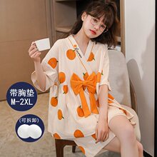 带胸垫和服睡衣女夏季可爱日式短袖家居服汗蒸服薄款浴衣套装