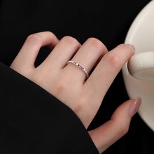 彩虹食指戒指女士时尚小众设计感轻奢个性开口可调节指环批发饰品