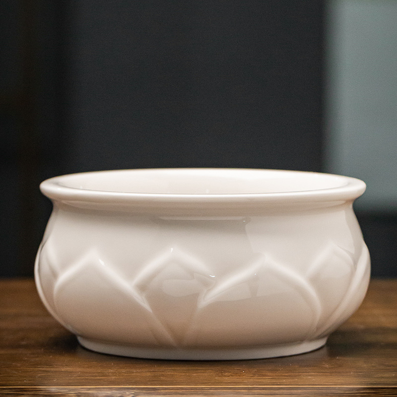 白瓷莲花插香炉供奉烧香家用室内香炉摆件沉香檀香熏香炉线香炉