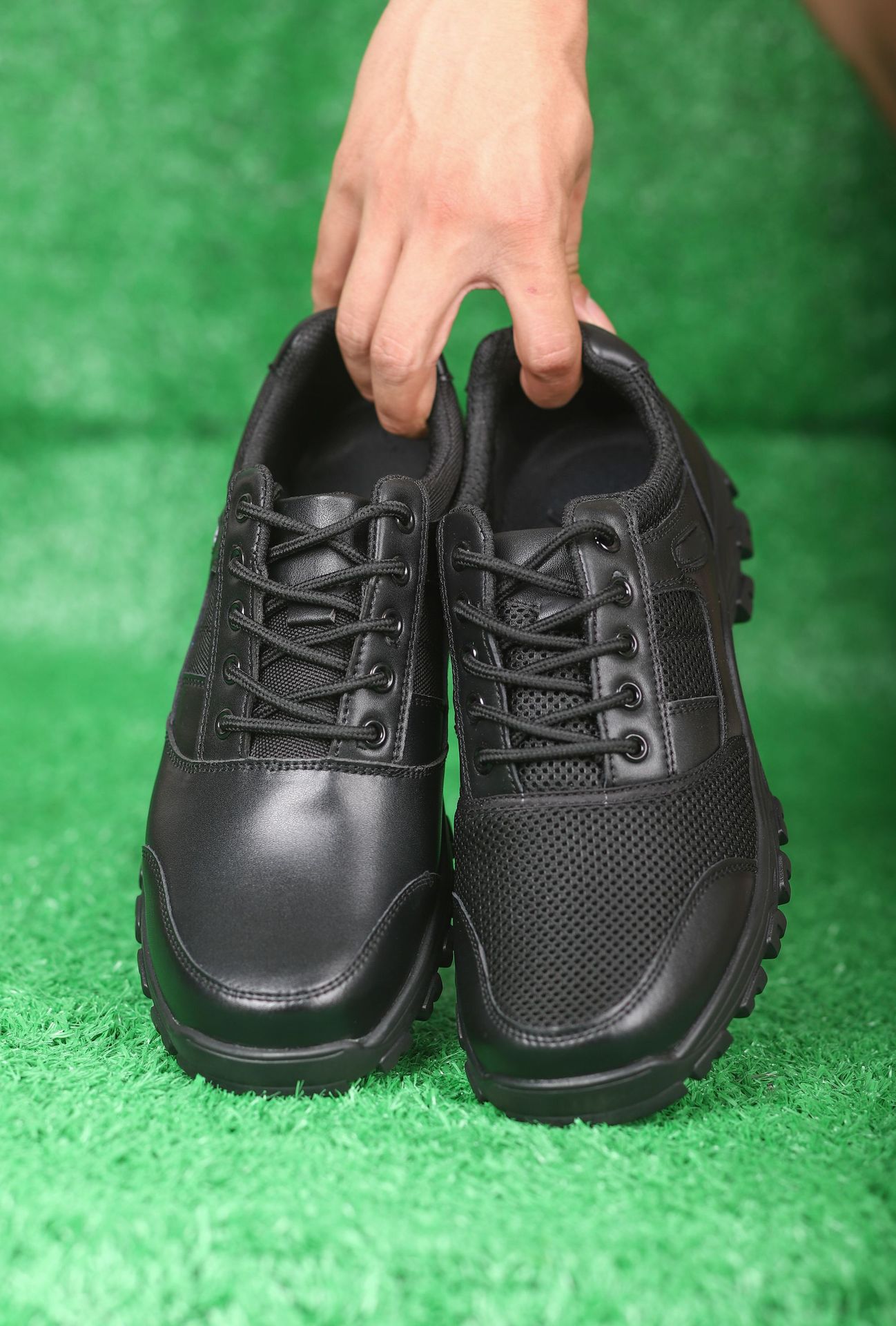 春秋作训鞋男低帮运动皮鞋夏季保安工作巡逻鞋执勤安保黑色跑步鞋