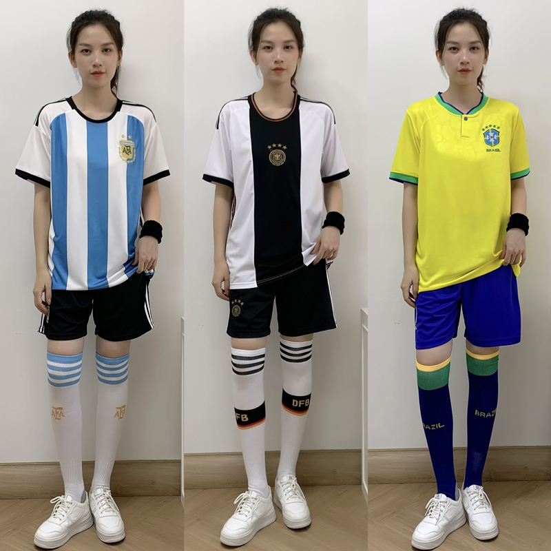 足球服女宽松训练比赛套装印制世界杯阿根廷梅西巴西内马尔球衣