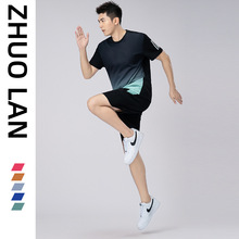 加大码运动套装男2024夏季男士健身户外跑步速干衣男冰丝短袖短裤