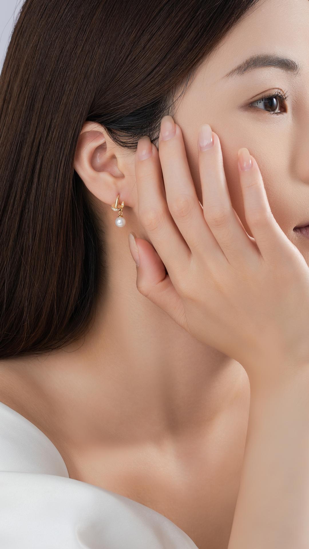 原创钉子纯银925耳环女小众轻奢高级感施家珍珠耳圈ins风锆石耳饰