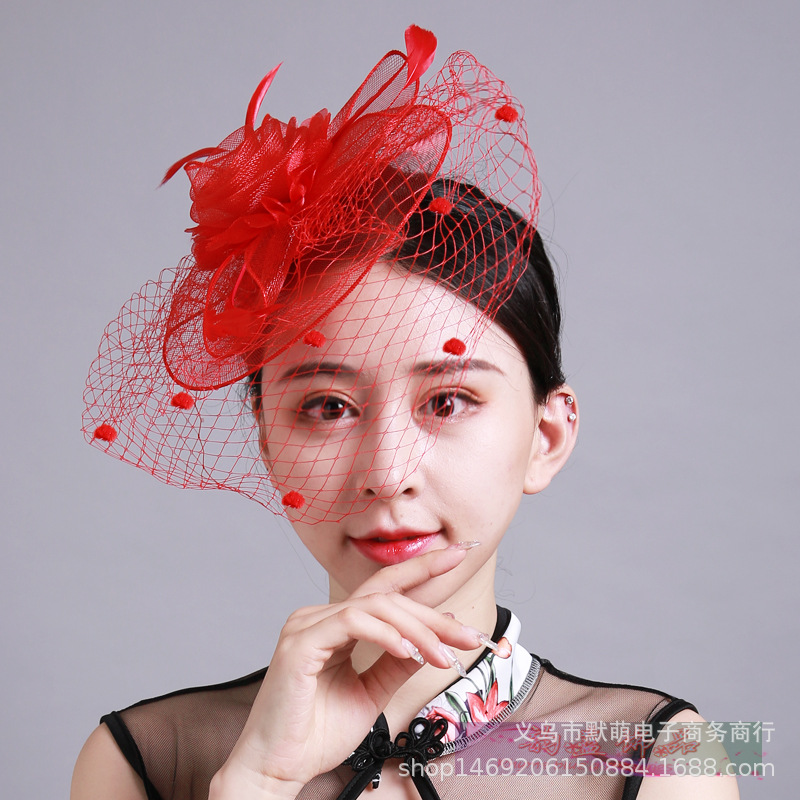 小礼帽女头饰名媛旗袍民国半遮面网纱帽子舞台演出面纱晚礼服发饰