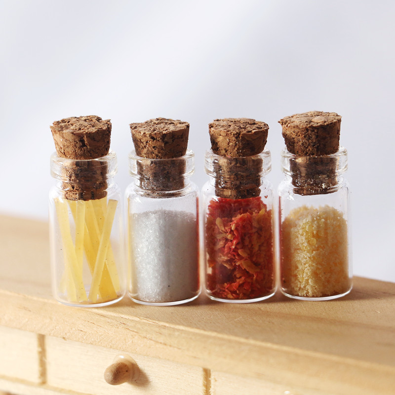 dollhouse娃娃屋迷你玻璃调味料瓶微缩厨房食玩模型diy拍摄道具