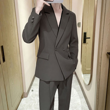 吴磊同款高品质灰黑金西服套装23秋季潮流时尚修身休闲西服两件套