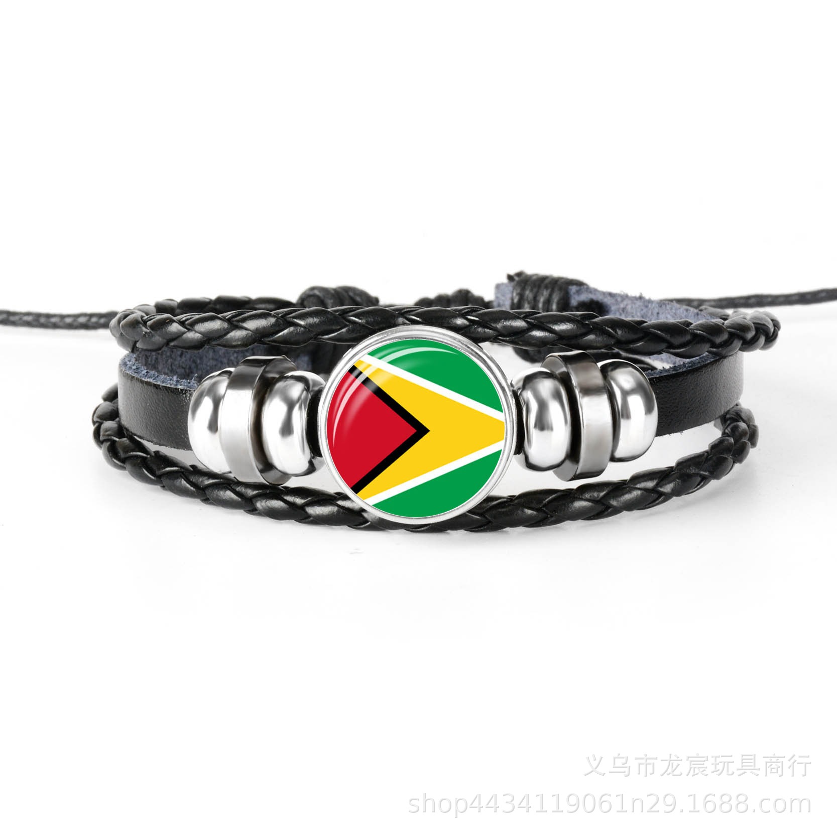 Supply Fiji Flag Bracelet National Flag Time Stone Bracelet Personality Woven Cowhide String Hands