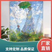 3BSA批发莫奈名画装饰挂布日出睡莲背景布现代风景墙壁挂毯卧室玄