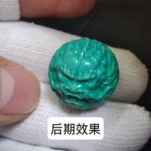 原矿绿松石精雕龙珠貔貅珠回纹珠文玩散珠手串配珠