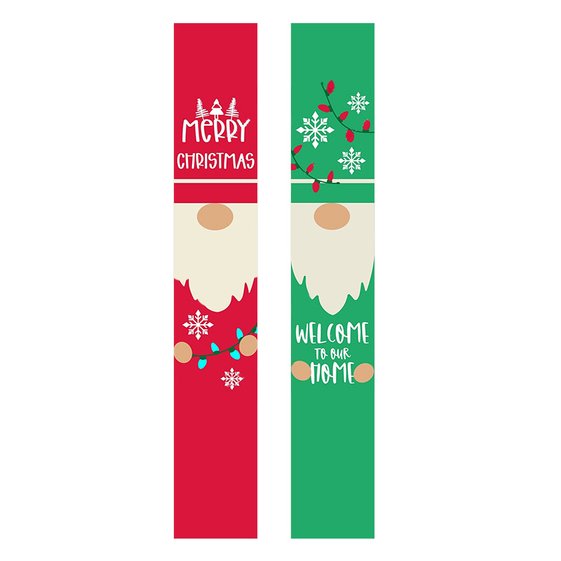 Cross-Border Custom Christmas Couplet Flag Winter Porch Christmas Door Width Santa Claus Banner New Year Door Curtain