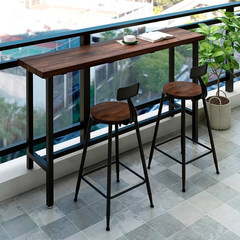 美式户外防腐木吧台桌阳台实木小吧台靠窗高脚桌椅家用室外酒吧桌