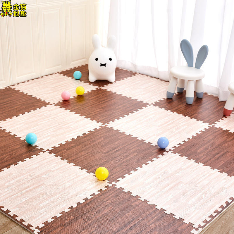 Foam Mat Wholesale Wood Grain Floor Stitching Climbing Anti-Fall Children's Bedroom Large Area Tatami Home Floor