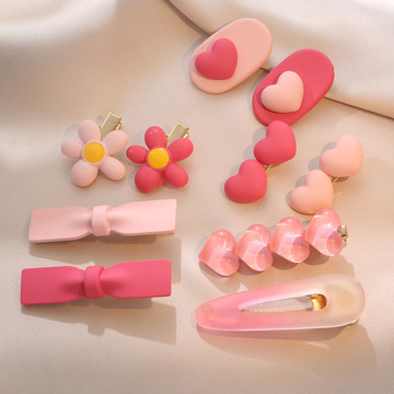 发夹女粉色爱心多巴胺夹子新款小发卡侧边刘海夹可爱边夹桃心头饰
