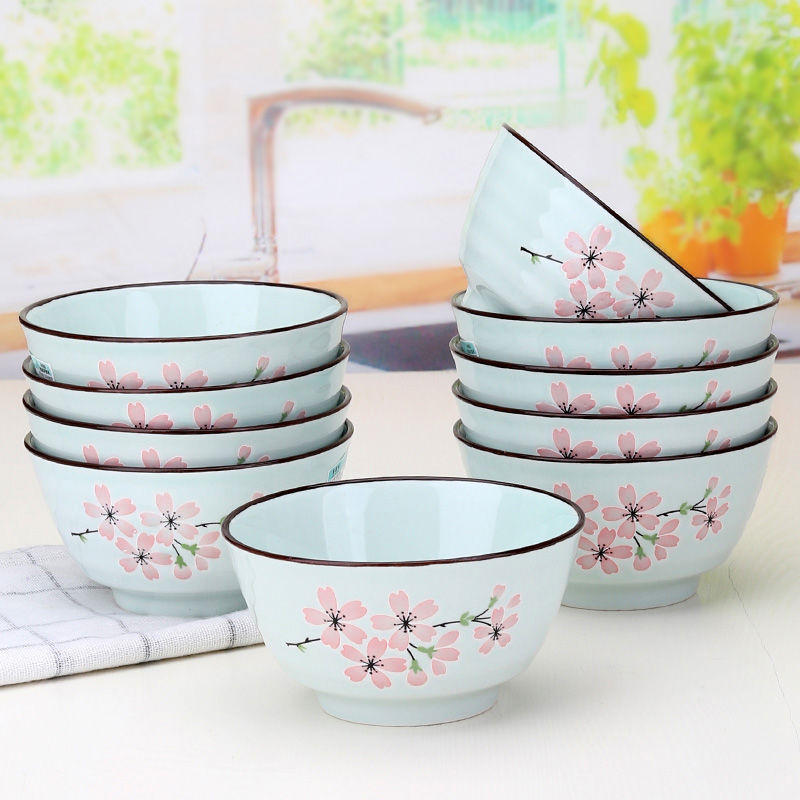 碗家用吃饭碗套装陶瓷餐具饭碗微波炉干饭瓷碗小碗10个装日式批发
