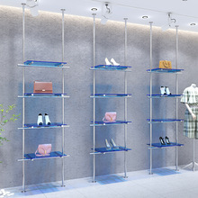 服装鞋店鞋架展示架上墙立柱不锈钢直间亚克力陈列包包置物货架