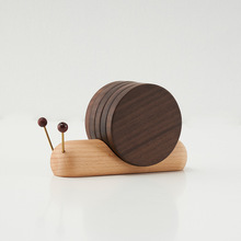 北美黑胡桃木文化创意蜗牛茶桌杯垫茶道实木隔热垫木质茶垫礼物