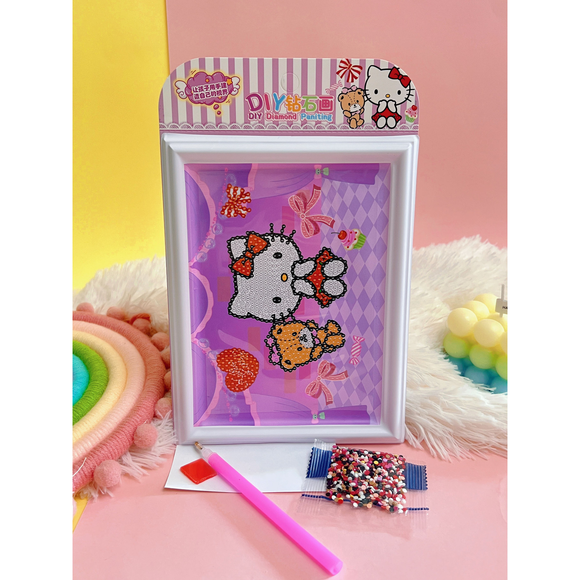 New Pvc Photo Frame Children's Diamond Painting Diy Full Diamond Handmade Fun Stick-on Crystals Rhinestone Crystal Unicorn Keroppi