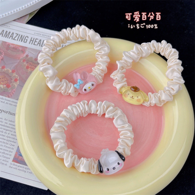 Jelly Transparent Sanrio Hair Band Cute Japanese and Korean Ins Student Clow M Sweet Hair Rope Large Intestine Hair Ring Headdress